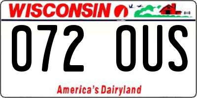 WI license plate 072OUS