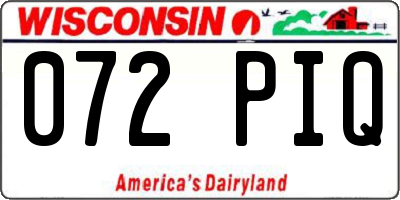 WI license plate 072PIQ