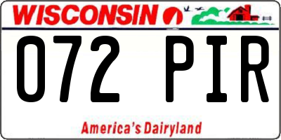 WI license plate 072PIR