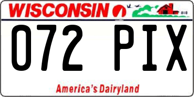WI license plate 072PIX