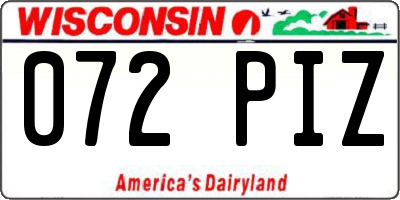 WI license plate 072PIZ
