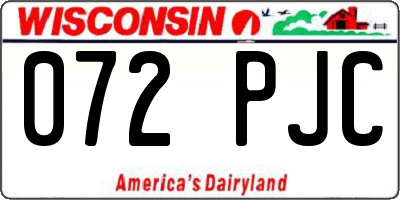 WI license plate 072PJC