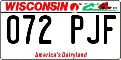 WI license plate 072PJF