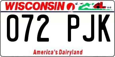 WI license plate 072PJK