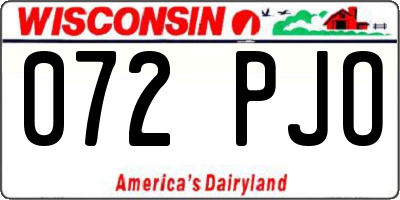 WI license plate 072PJO
