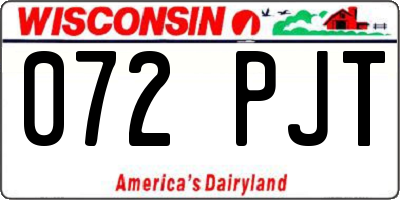 WI license plate 072PJT