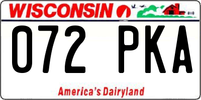 WI license plate 072PKA
