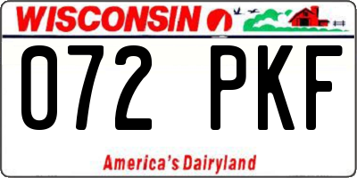 WI license plate 072PKF