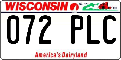 WI license plate 072PLC
