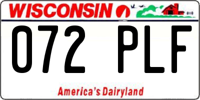 WI license plate 072PLF