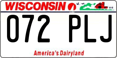 WI license plate 072PLJ