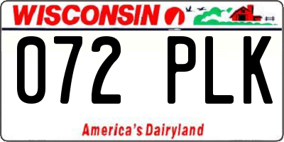 WI license plate 072PLK