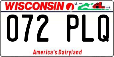 WI license plate 072PLQ