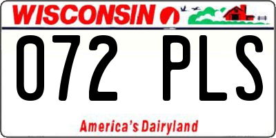 WI license plate 072PLS