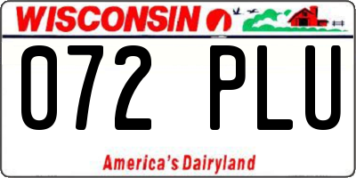WI license plate 072PLU