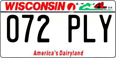WI license plate 072PLY