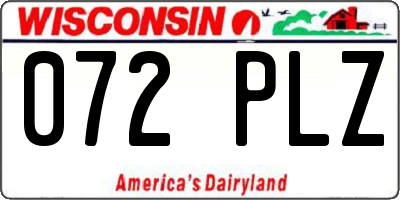 WI license plate 072PLZ