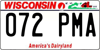 WI license plate 072PMA
