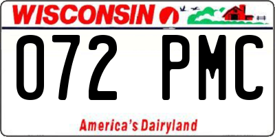 WI license plate 072PMC