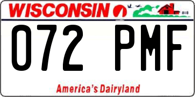 WI license plate 072PMF