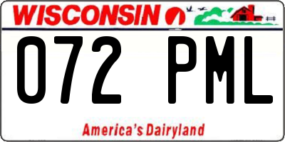 WI license plate 072PML