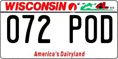 WI license plate 072POD