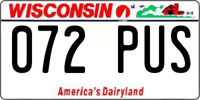 WI license plate 072PUS