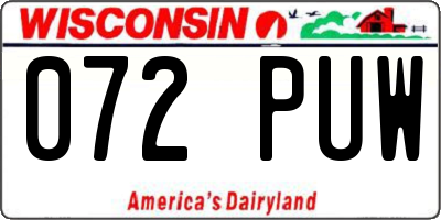 WI license plate 072PUW