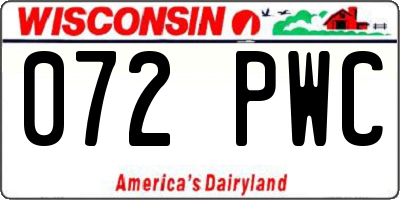 WI license plate 072PWC