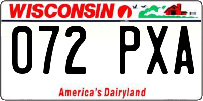 WI license plate 072PXA