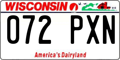WI license plate 072PXN