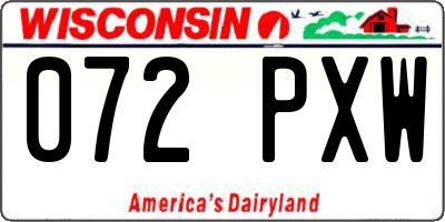 WI license plate 072PXW