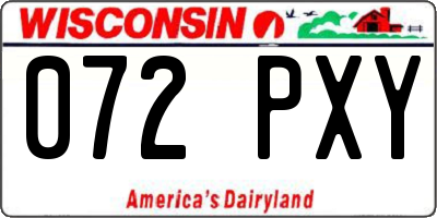 WI license plate 072PXY