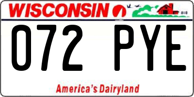 WI license plate 072PYE