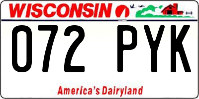 WI license plate 072PYK