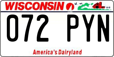 WI license plate 072PYN