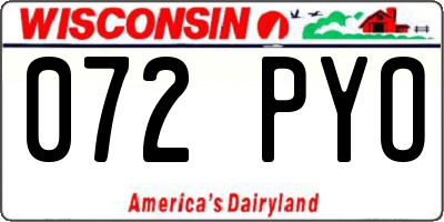 WI license plate 072PYO