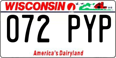 WI license plate 072PYP