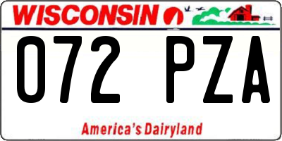 WI license plate 072PZA