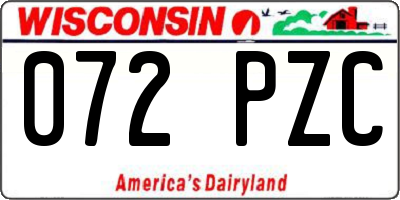 WI license plate 072PZC