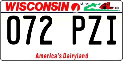 WI license plate 072PZI