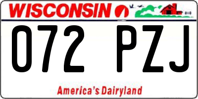 WI license plate 072PZJ