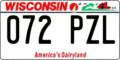 WI license plate 072PZL