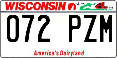WI license plate 072PZM