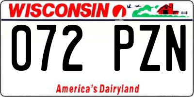 WI license plate 072PZN