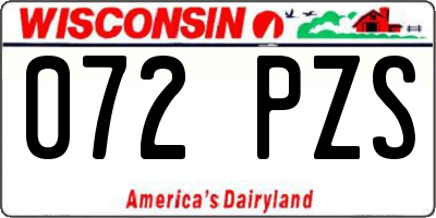 WI license plate 072PZS