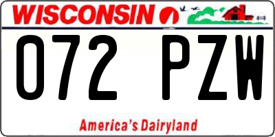 WI license plate 072PZW