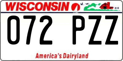 WI license plate 072PZZ