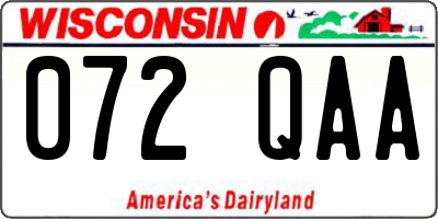 WI license plate 072QAA