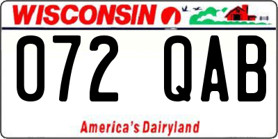 WI license plate 072QAB
